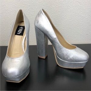 FRH Silver Metallic Chunky High Heels